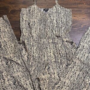 Spoon Jeans Black and Cream Patterned Jumpsuit (TALL)